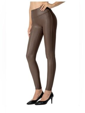 NWOT Faux Leather Leggings Brown Women’s XS High RiseAnkle 25.5” inseam